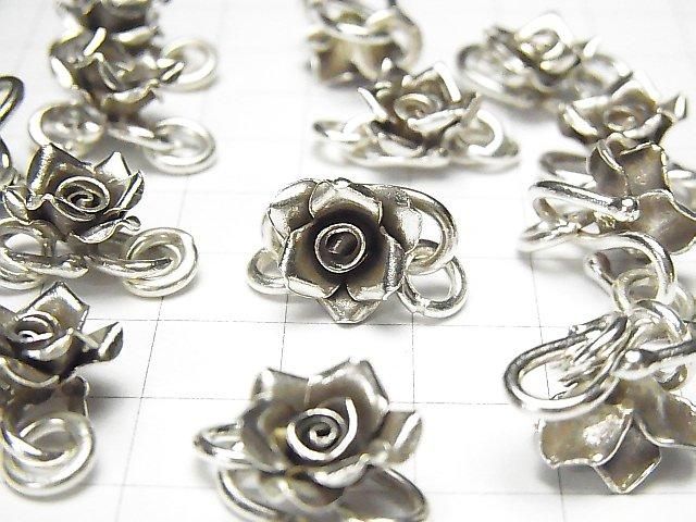 Karen Silver Rose Charm with Small Hook (1pc)
