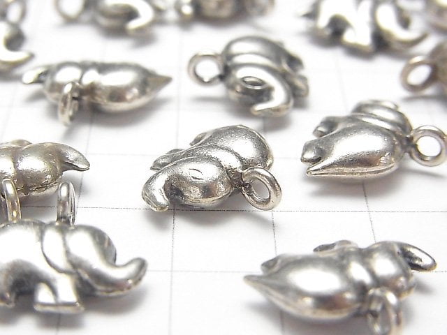 Karen Silver Elephant Charm 18x15x6mm 1pc