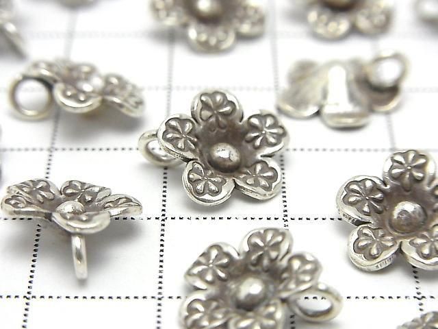 Karen Silver Flower Charm 12x12x3.5mm 1pc