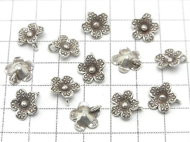 Karen Silver Flower Charm 12x12x3.5mm 1pc
