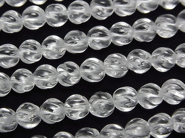 Crystal Quartz, Round, Twist Gemstone Beads