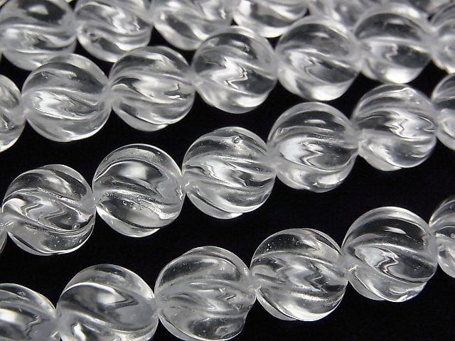 Crystal Quartz, Round, Twist Gemstone Beads