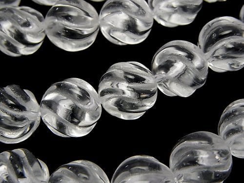 Crystal Quartz, Round, Twist Gemstone Beads