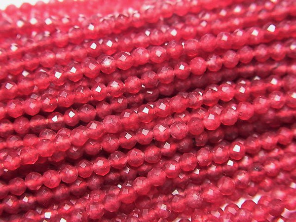 [Video]High Quality! Red color Jade Faceted Round 2mm 1strand beads (aprx.12inch/30cm)