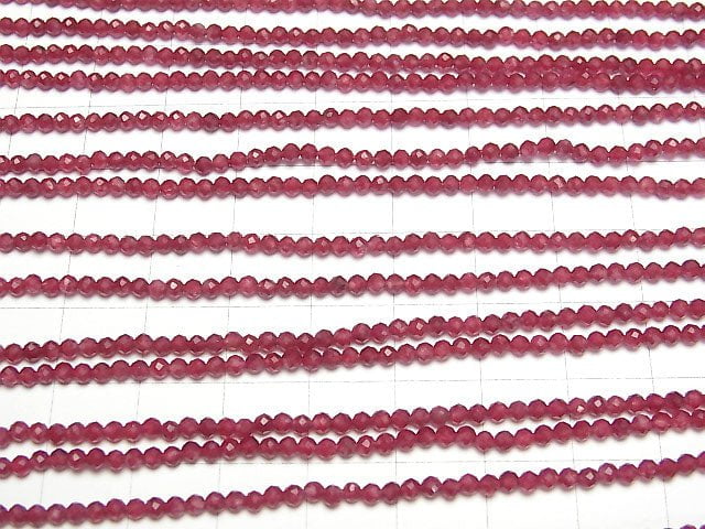 [Video]High Quality! Red color Jade Faceted Round 2mm 1strand beads (aprx.12inch/30cm)