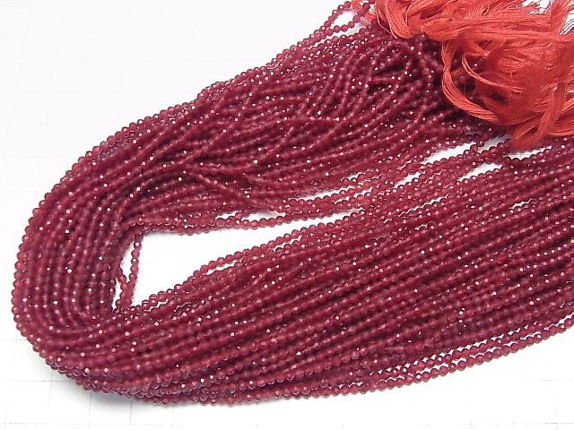 [Video]High Quality! Red color Jade Faceted Round 2mm 1strand beads (aprx.12inch/30cm)