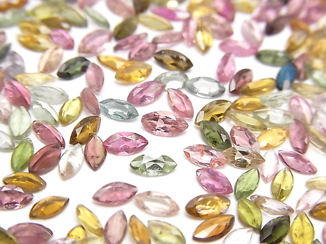 [Video]High Quality Multicolor Tourmaline AAA Loose Stone Marquise Faceted 5x2.5mm 10pcs