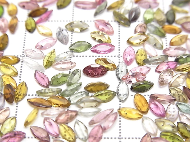 [Video]High Quality Multicolor Tourmaline AAA Loose Stone Marquise Faceted 5x2.5mm 10pcs