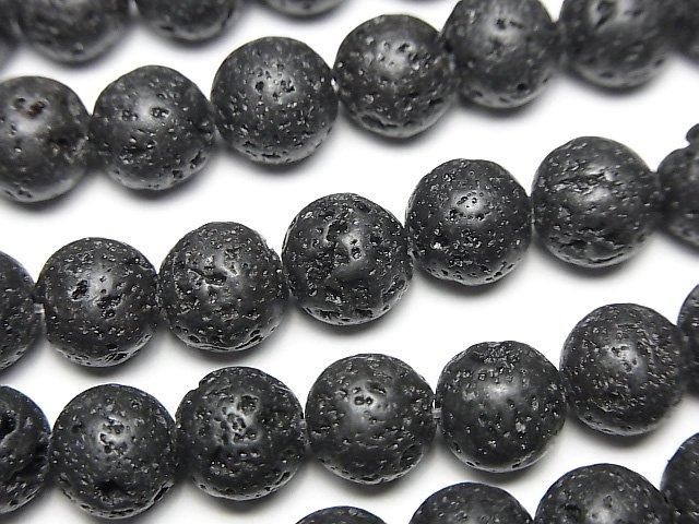 Black Lava Round 8mm 1strand beads (approx. 15 inches/36 cm)