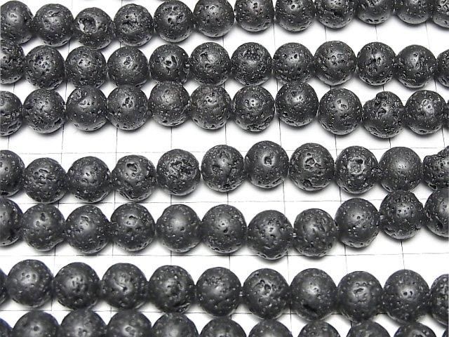 Black Lava Round 8mm 1strand beads (approx. 15 inches/36 cm)