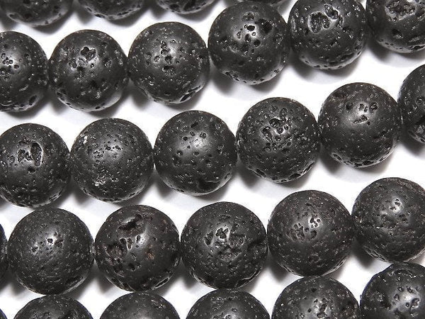 Black Lava Round 10mm 1strand beads (aprx.14inch/34cm)