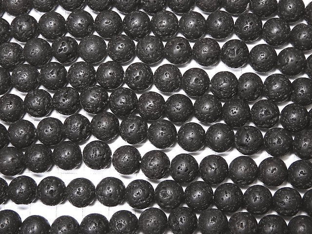 Black Lava Round 10mm 1strand beads (aprx.14inch/34cm)