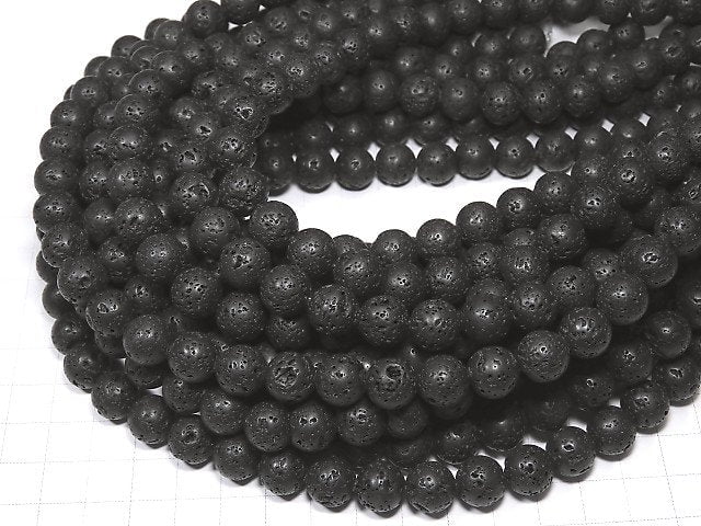 Black Lava Round 10mm 1strand beads (aprx.14inch/34cm)