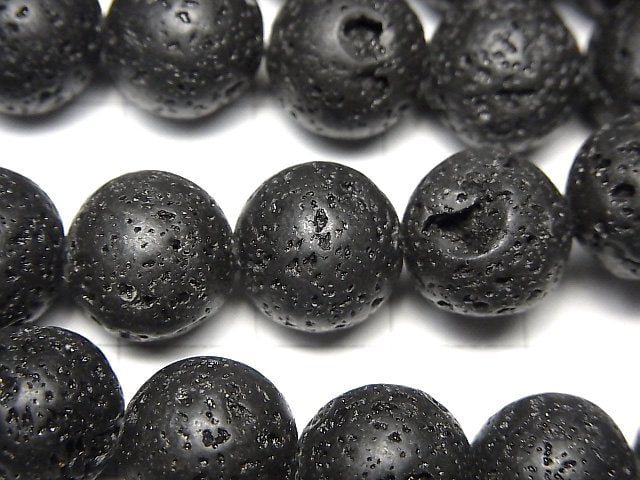 Black Lava Round 12mm 1strand beads (aprx.14inch/34cm)