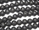 Black Lava Round 12mm 1strand beads (aprx.14inch/34cm)