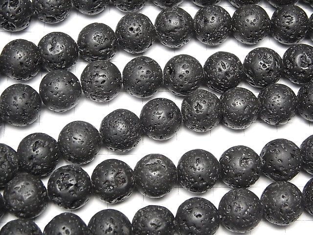 Black Lava Round 12mm 1strand beads (aprx.14inch/34cm)