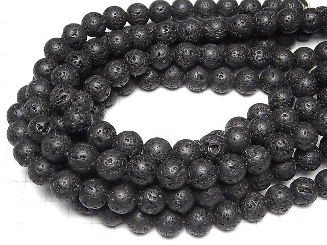 Black Lava Round 12mm 1strand beads (aprx.14inch/34cm)