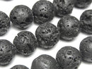 Black Lava Round 14mm 1strand beads (aprx.15inch/36cm)