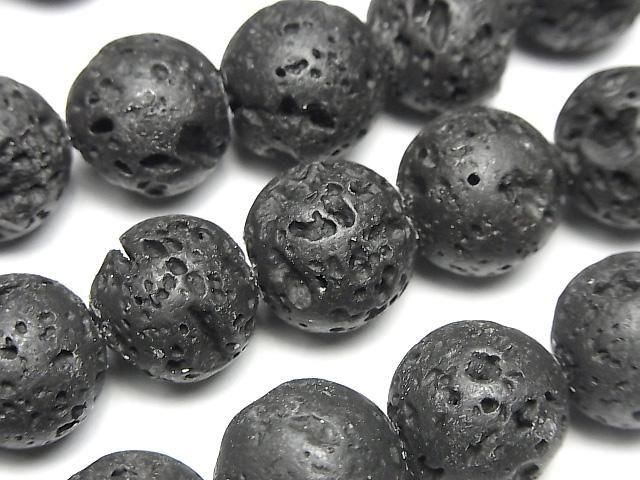 Black Lava Round 14mm 1strand beads (aprx.15inch/36cm)