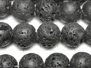 Black Lava Round 14mm 1strand beads (aprx.15inch/36cm)