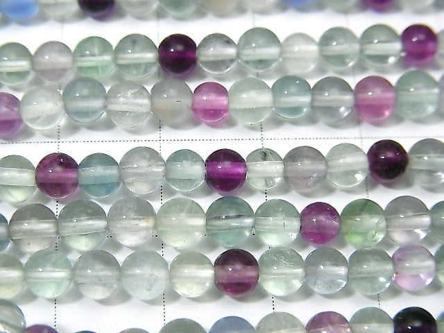 [Video] Multicolor Fluorite AAA- Round 4mm 1strand beads (aprx.15inch / 38cm)