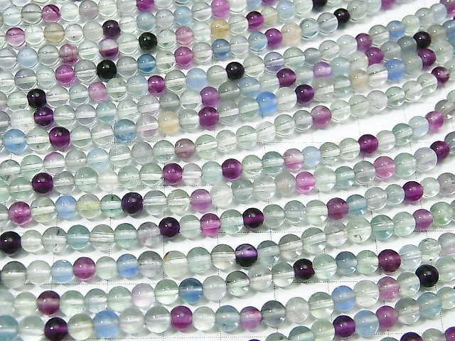 [Video] Multicolor Fluorite AAA- Round 4mm 1strand beads (aprx.15inch / 38cm)