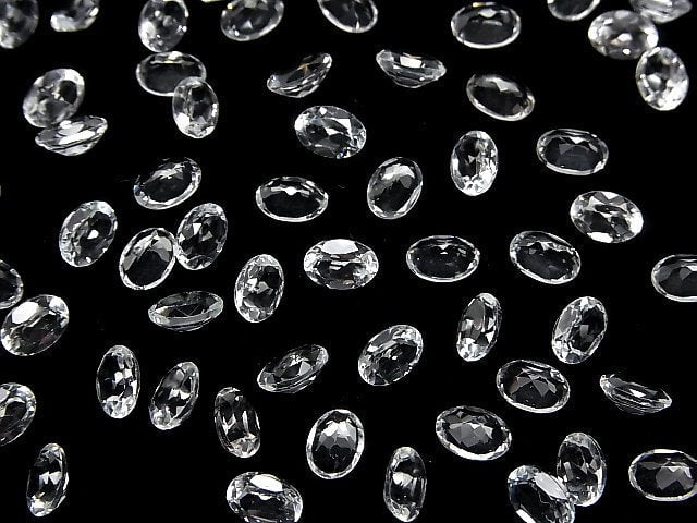 [Video]High Quality White Topaz AAA Loose stone Oval Faceted 7x5mm 5pcs