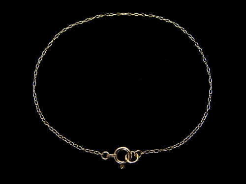 [K10 Yellow Gold] Bracelet with Long Cable Chain (1pc beads, aprx.7 inch/17 cm)