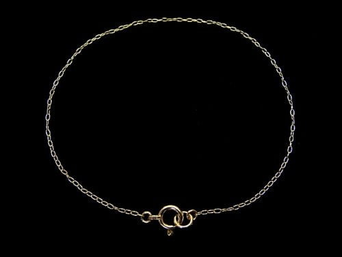 [K10 Yellow Gold] Bracelet Long Cable Chain 1pc beads (aprx.7inch/17cm)