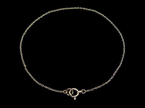 [K10 Yellow Gold] Bracelet Cable Chain 1pc beads (aprx.7inch/17cm)