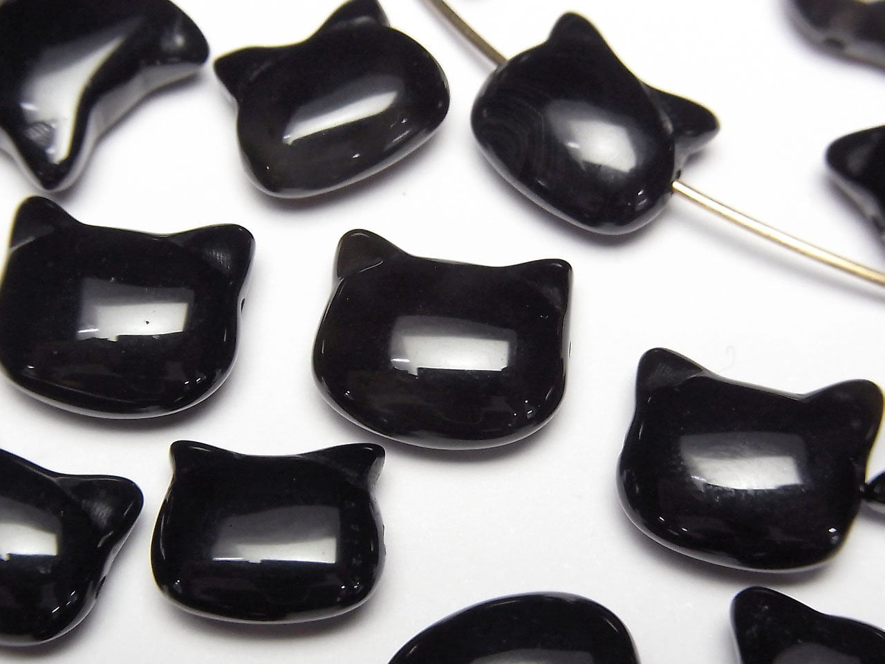 黑瑪瑙貓咪圖案 10x12mm [橫孔] 2顆