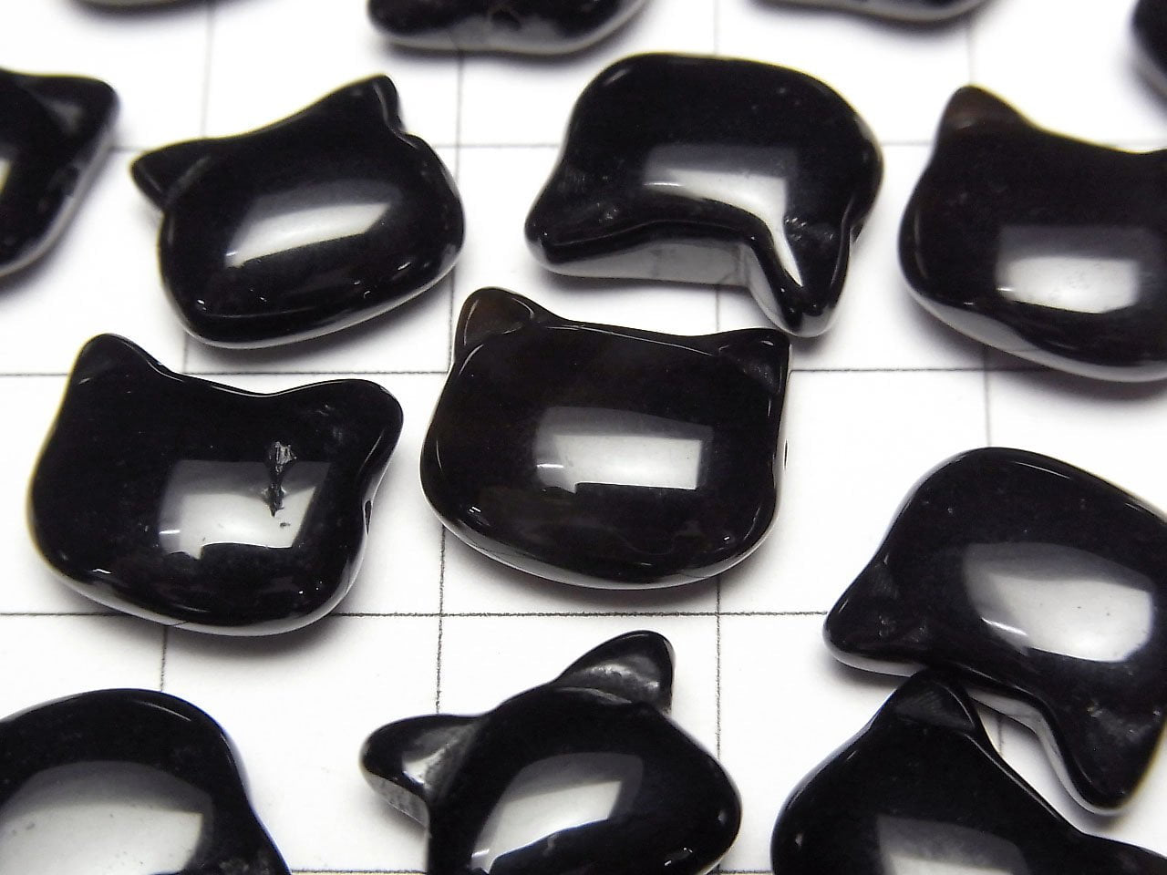 黑瑪瑙貓咪圖案 10x12mm [橫孔] 2顆