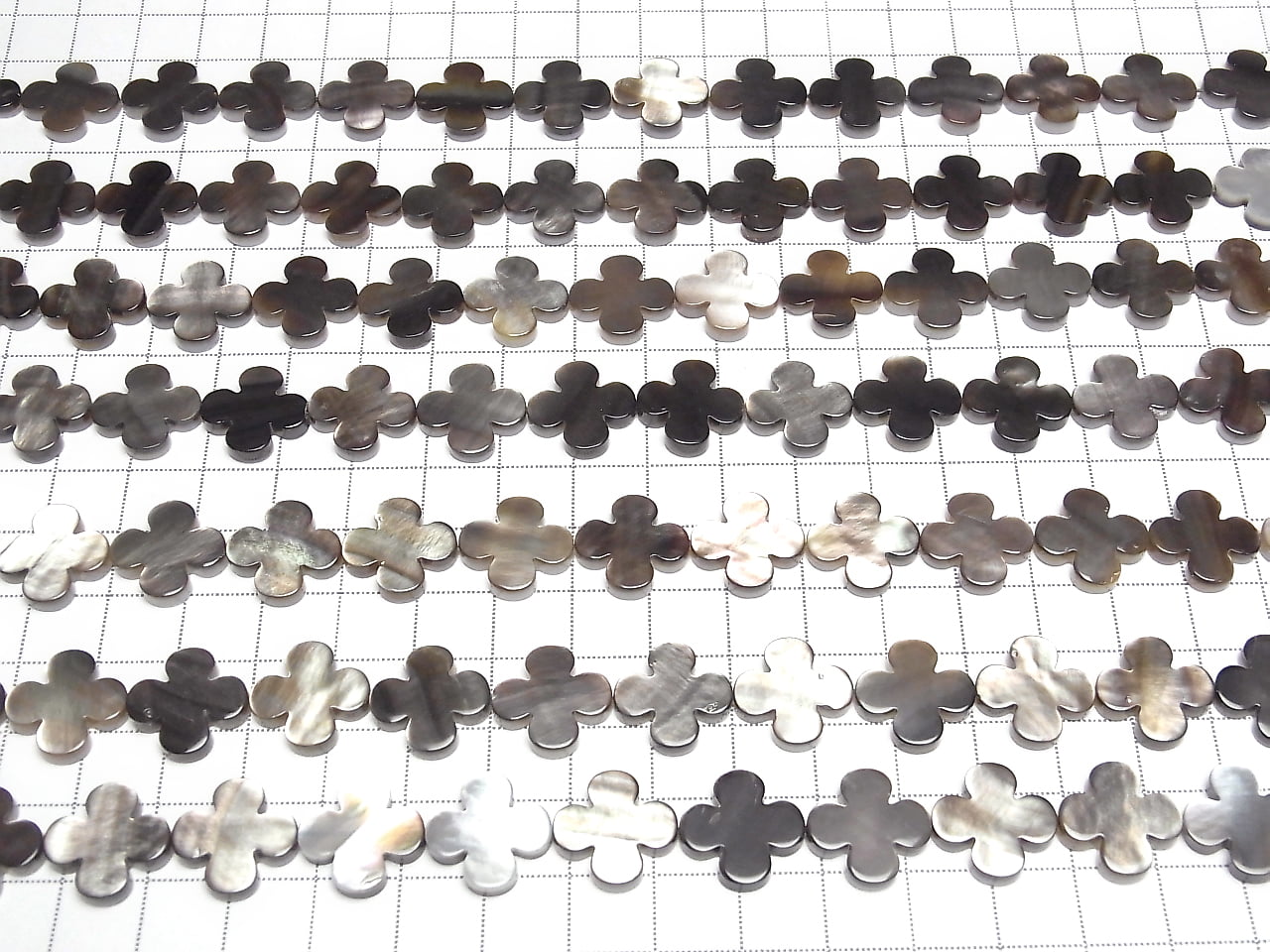 [Video] Black Shell AAA Flower Motif 15x15x3mm 1/4 or 1strand beads (aprx.15inch/38cm)