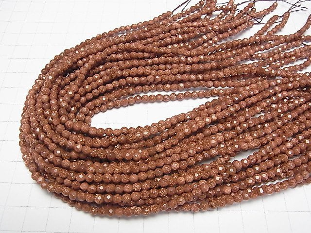 [Video] Golden Sand Stone 32Faceted Round 4mm 1strand beads (aprx.14inch/35cm)