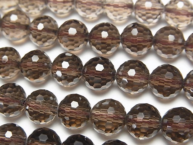 Faceted Round, Smoky Quartz Gemstone Beads