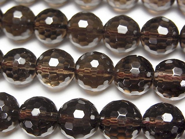 Faceted Round, Smoky Quartz Gemstone Beads