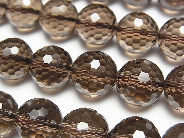 Faceted Round, Smoky Quartz Gemstone Beads