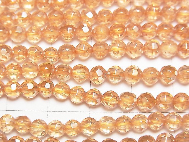 [Video] Golden Aura Crystal Quartz  32Faceted Round 4mm half or 1strand beads (aprx.15inch/38cm)