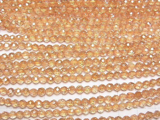 [Video] Golden Aura Crystal Quartz  32Faceted Round 4mm half or 1strand beads (aprx.15inch/38cm)