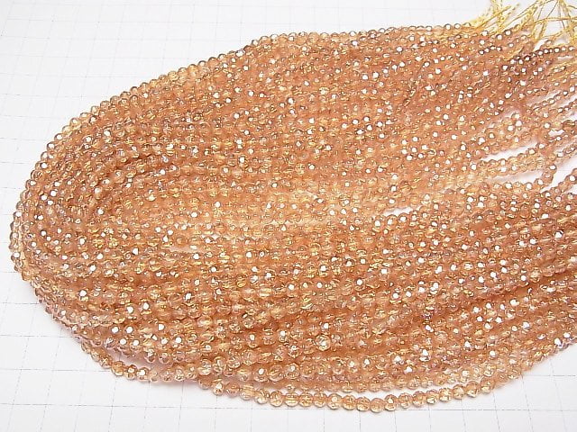 [Video] Golden Aura Crystal Quartz  32Faceted Round 4mm half or 1strand beads (aprx.15inch/38cm)