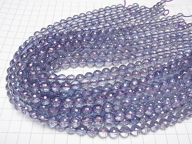 [Video]Cosmo Aura Crystal Quartz 128Faceted Round 8mm half or 1strand beads (aprx.15inch/38cm)