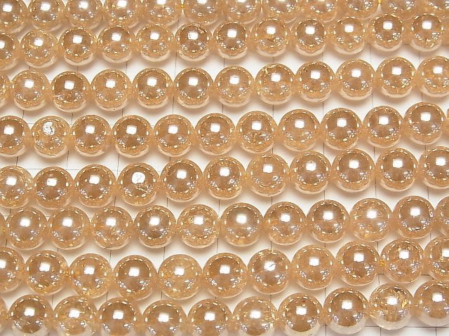 [Video] Crack Champagne Aura Crystal Quartz AAA Round 8mm 1strand beads (aprx.15inch/38cm)
