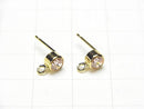 14KGF Earstuds Earrings  w/CZ 12x7x5mm 1pair