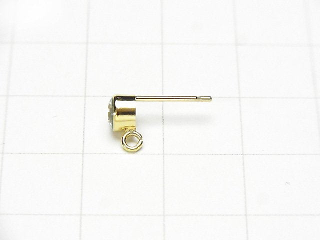 Available in 5 types! 14KGF Earstuds Earrings w/Gems 12x7x5mm 1pair