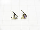 Available in 5 types! 14KGF Earstuds Earrings w/Gems 12x7x5mm 1pair