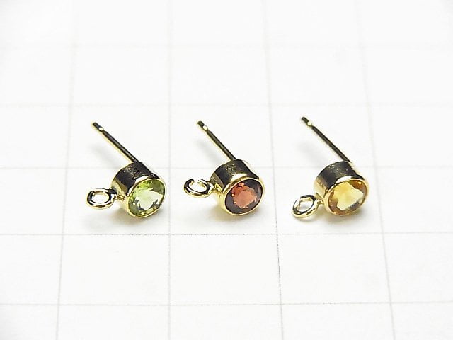 Available in 5 types! 14KGF Earstuds Earrings w/Gems 12x7x5mm 1pair