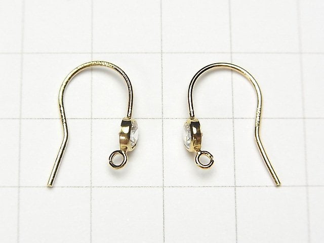 14KGF Earwire w/CZ 18x12mm [Clear] 1pair