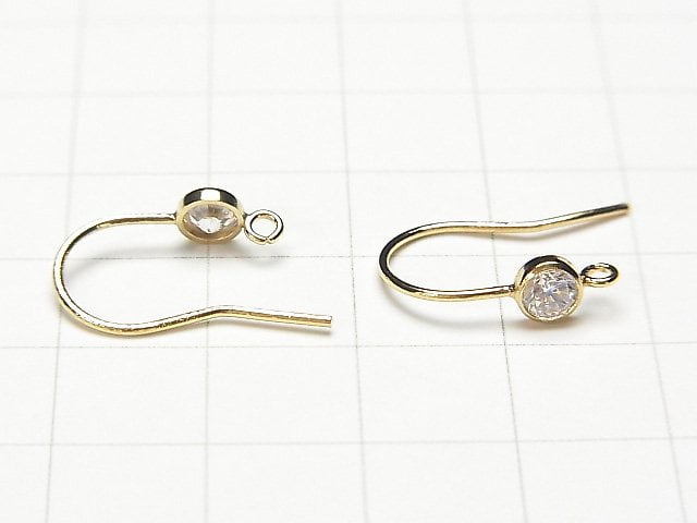 14KGF Earwire w/CZ 18x12mm [Clear] 1pair