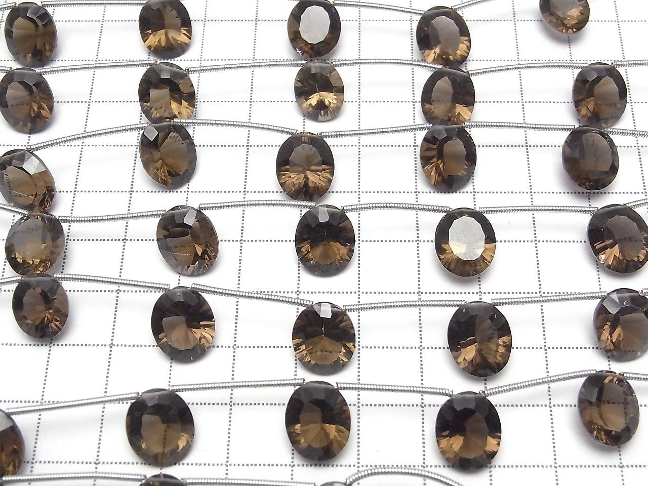高品質煙晶 AAA 橢圓形凹面切割 12x10mm 1串珠子 (4顆)