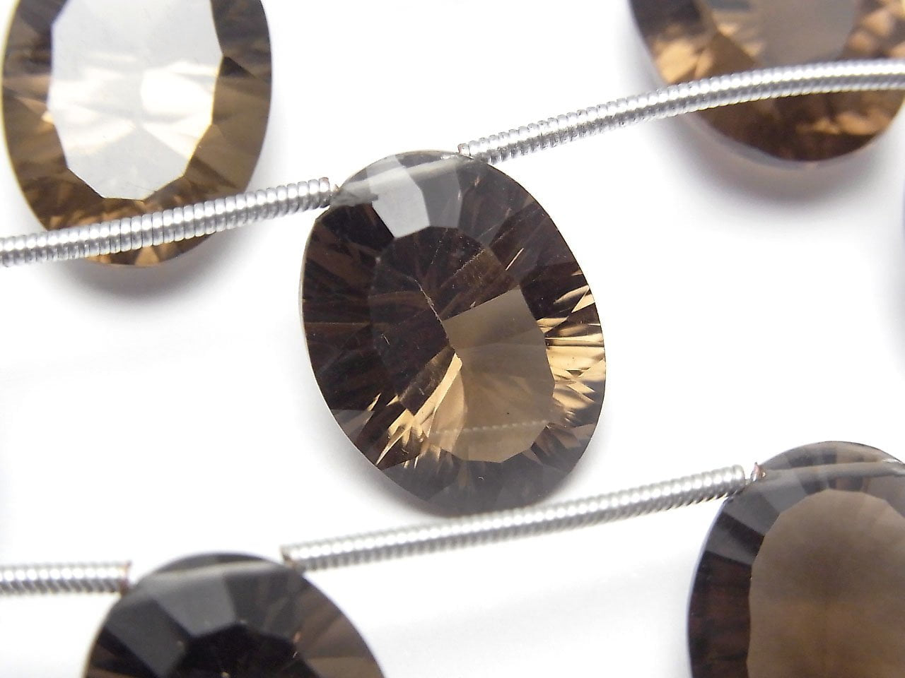 High Quality Smoky Quartz AAA Oval Concave Cut 16x12mm 1strand beads (4pcs )